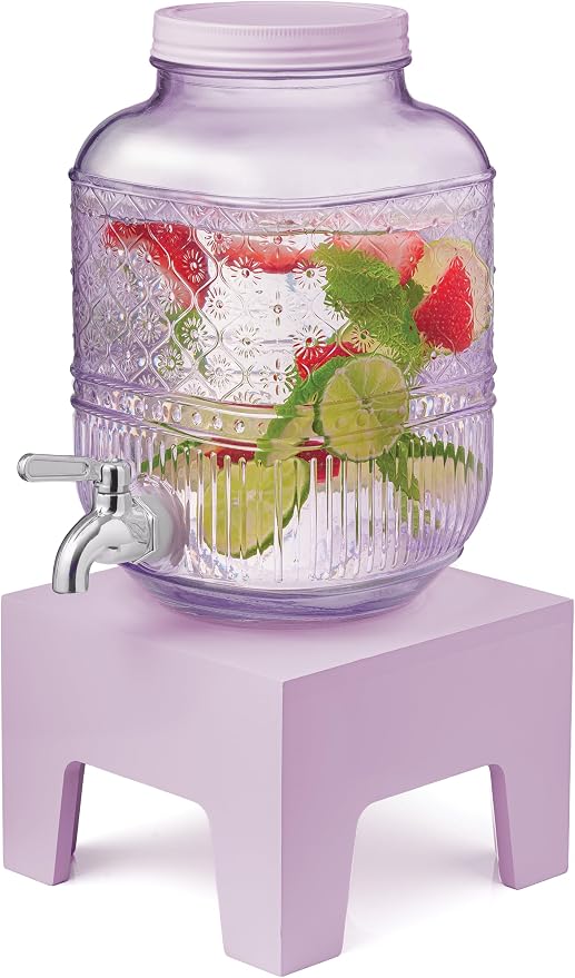 Beverage Dispenser 1 Gallon, Glass Drink Dispenser by Godinger