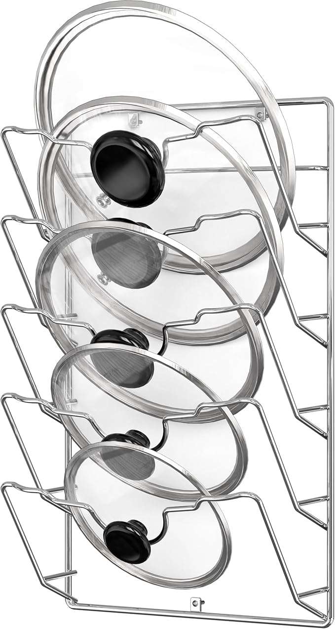 Simple Houseware Wall Door Mounted Pot Lid Rack, Chrome Finish by SimpleHouseware
