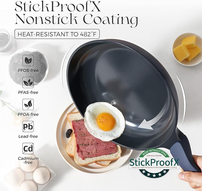 PRICUSIS Nonstick Frying Pan, 8/10/12 Inch Skillet - Image 2