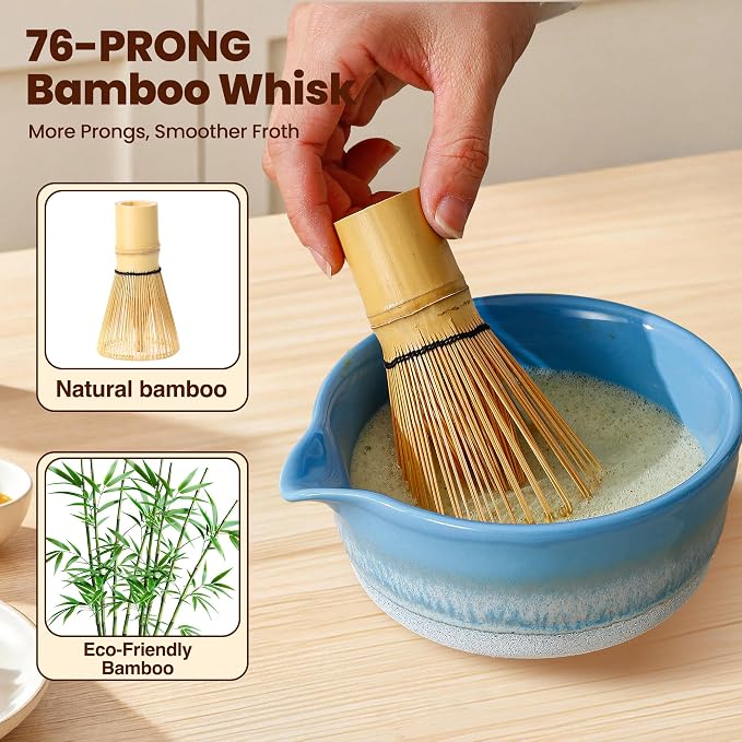 Matcha Whisk Set, Ceramic Matcha Kit Desert Style, Matcha Whisk and Bowl - Image 5