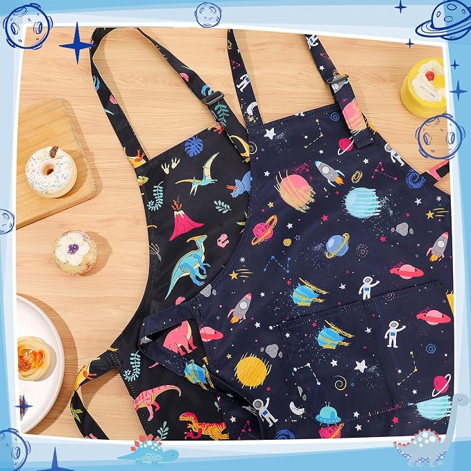 2 Pack Kids Apron, Cute Cooking Aprons, Waterproof Art Apron - Image 5