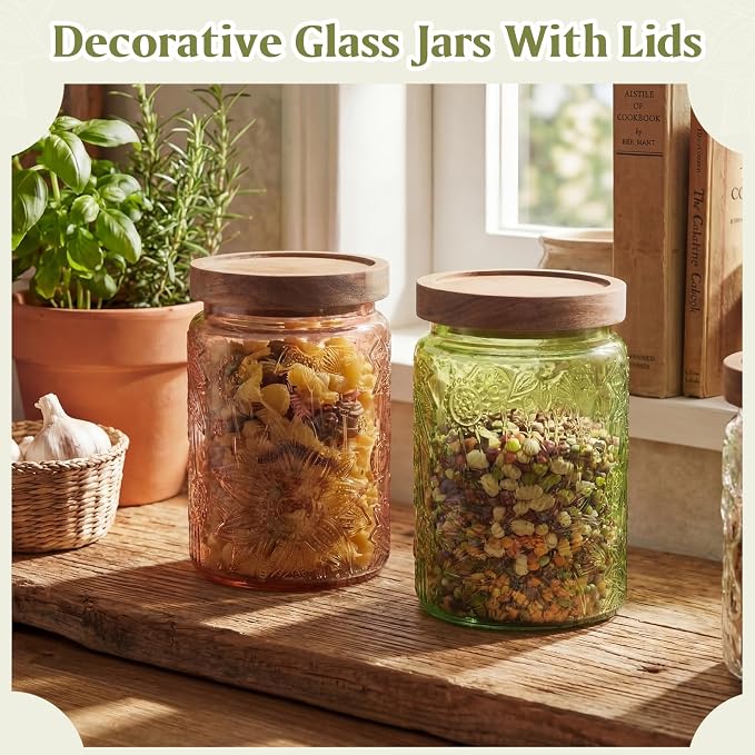 Willinglong 2 Pack 23.7oz Colored Vintage Glass Storage Jars - Image 4