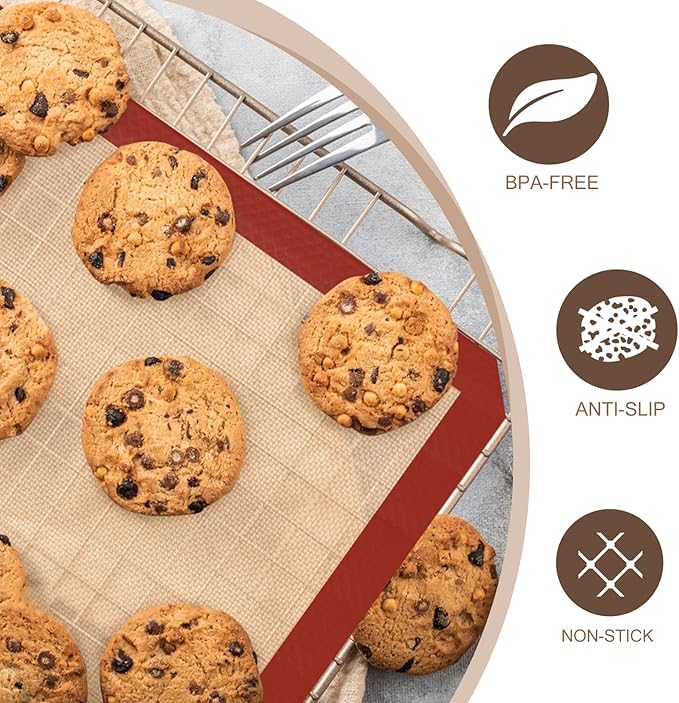 Silicone Baking Mat, 3 Pack Reusable Baking Mat, Food Safe Silicone Mats - Image 3