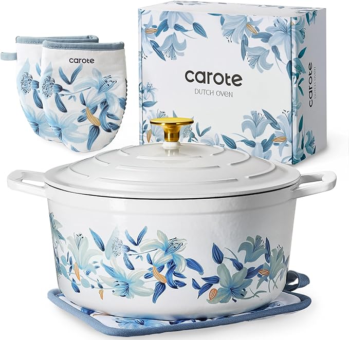 CAROTE 7QT Cast Iron Dutch Oven Pot by CAROTE