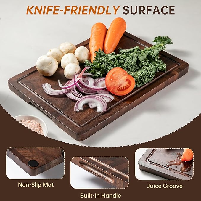 THETCHRY Walnut Wood Cutting Board Set, End Grain Cutting Boards - Image 5
