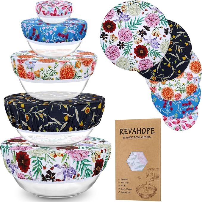 5-Size Reusable Beeswax Bowl Covers by Revahope