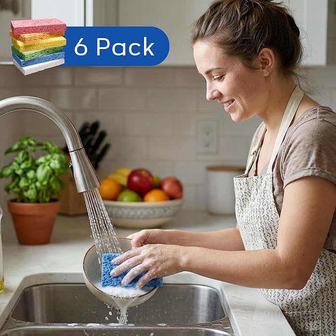ARCLIBER Cellulose Sponges, Heavy Duty Scrub Kitchen Sponge No Scratching - Image 5