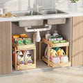 APRTAT 2 Pack Under Sink Organizer, Bamboo Wooden 2-Tier Pull-Out Storage by HEALTHYYOU
