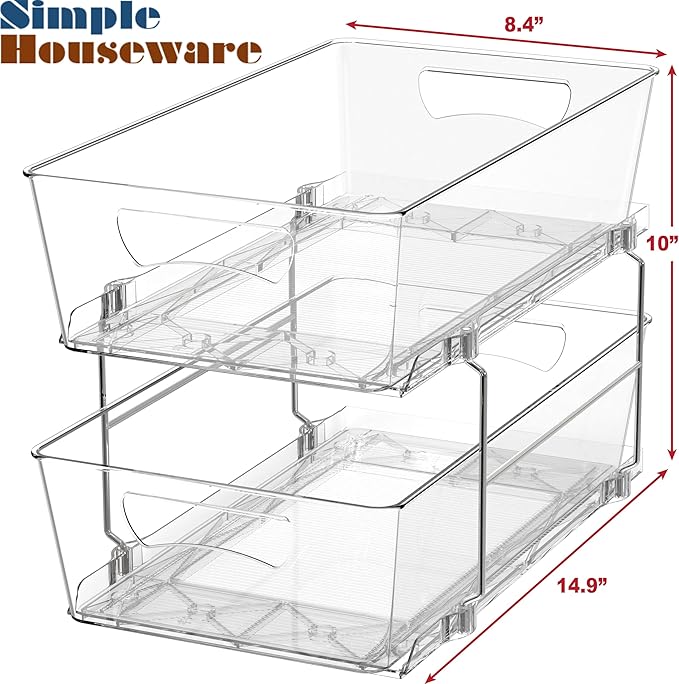 Simple Houseware 2 Tier Basket Drawer Cabinet Pull-Out Organizer - Image 3