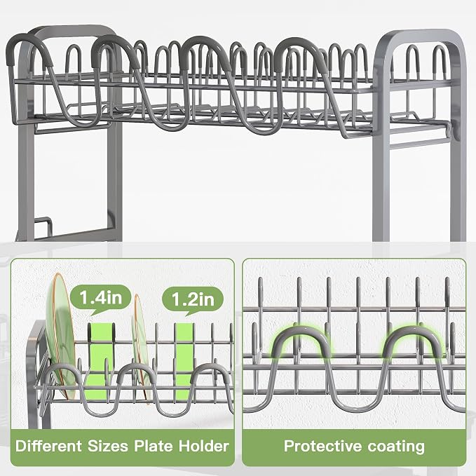 romision 2 Tier Compact Stainless Steel Dish Drainers Drying Rack - Image 5