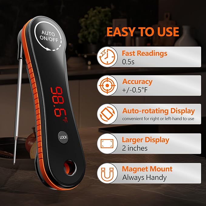 0.5s Instant Read Digital Meat Thermometer, Paysean ±0.5℉ - Image 2