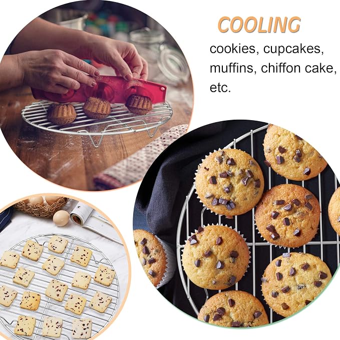 P&P CHEF Round Cooking Rack, Fits Air Fryer/Stockpot/Pressure Cooker/Round Cake - Image 3