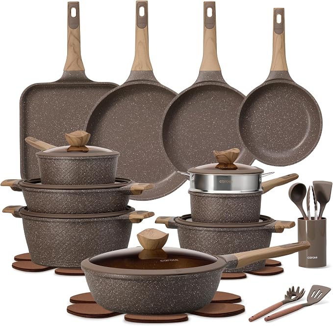 CAROTE 31pcs Pots and Pans Set Non Stick, Cookware Set Pots and Pans Induction by CAROTE