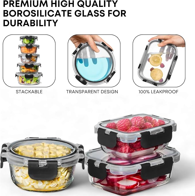 Razab 30 PC Glass Food Storage Containers - Image 7