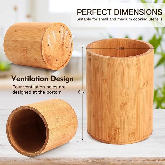 Bamboo Utensil Holder, Large Utensil Holders - Image 2