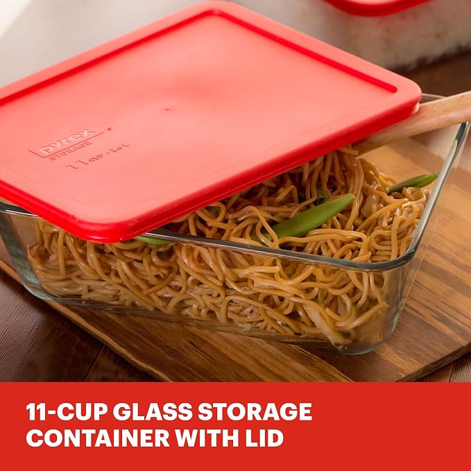 Pyrex Simply Store Glass Food Storage Container, Snug Fit Non-Toxic Plastic - Image 3