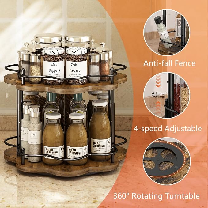 2 Tier Lazy Susan Organizer, 2-Tier Spinning Spice Rack - Image 3