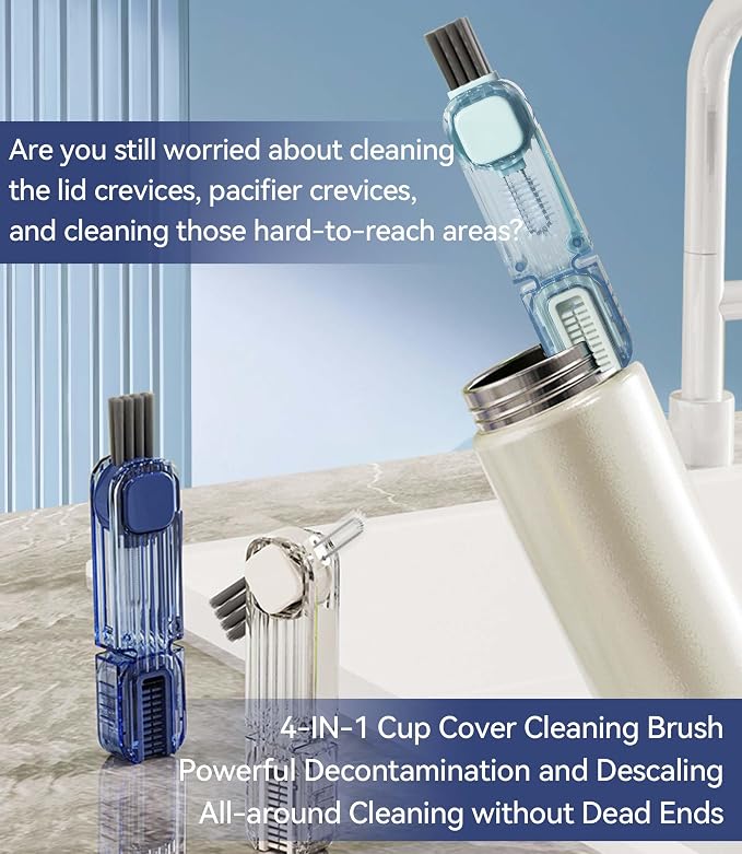 VIDONIO 4 in 1 Cup Lid Gap Cleaning Brush, Mutipurpose Tiny Silicone Cup Holder - Image 6