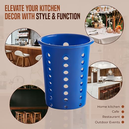 OCS Parts Perforated Utensil Drying Cups | Blue | Set of 3 | Plastic Flatware - Image 6