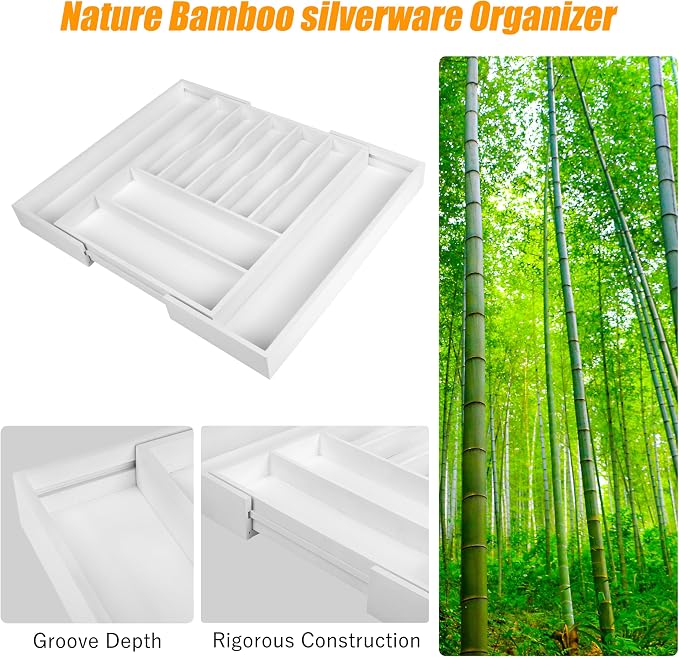 Bellsal Large Premium Bamboo Silverware Organizer - Image 4