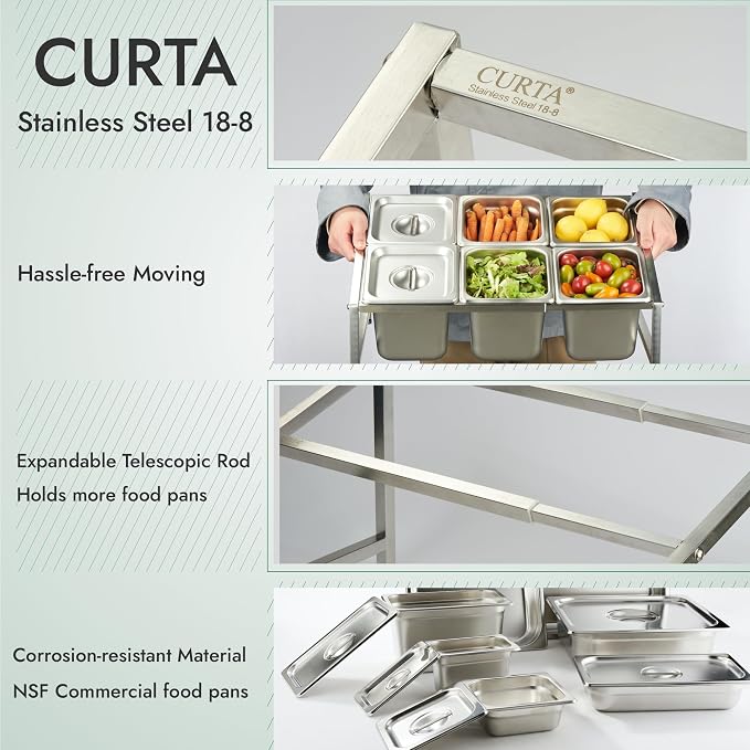 CURTA Expandable 18/8 Stainless Steel Spice Rack Set, NSF Certified, 2-Tier - Image 3