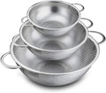 P&P CHEF Colander Set of 3, Stainless Steel Micro-Perforated Colanders Strainers by PPCHEF