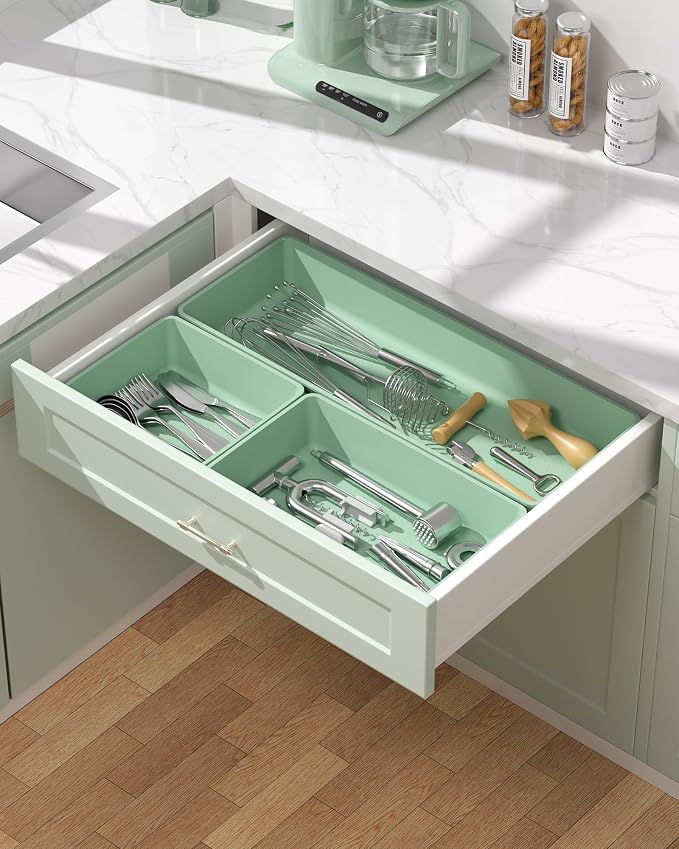 10 Pack Large Size Plastic Drawer Organizers Set, 3 Sizes Desk Drawer Organizer - Image 6