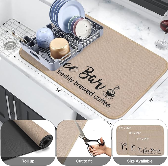 Findosom Dish Drying Mat, Cuttable Drying Mat - Image 2