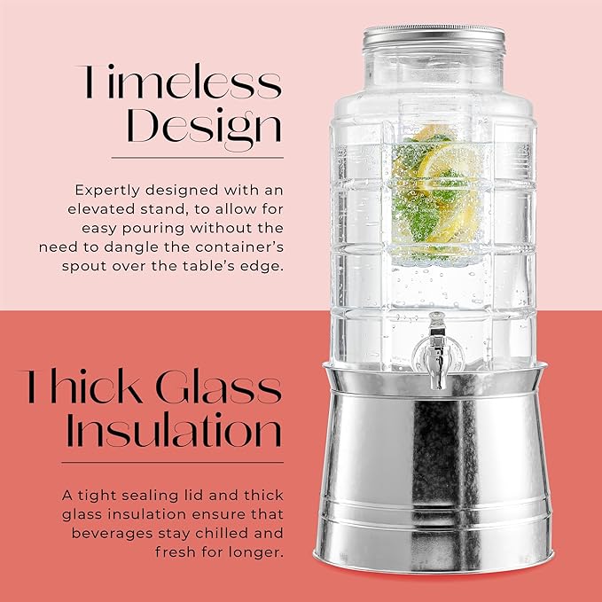 Style Setter Patchwork Beverage Dispenser Cold Drink Dispenser w/ 2.4-Gallon - Image 4