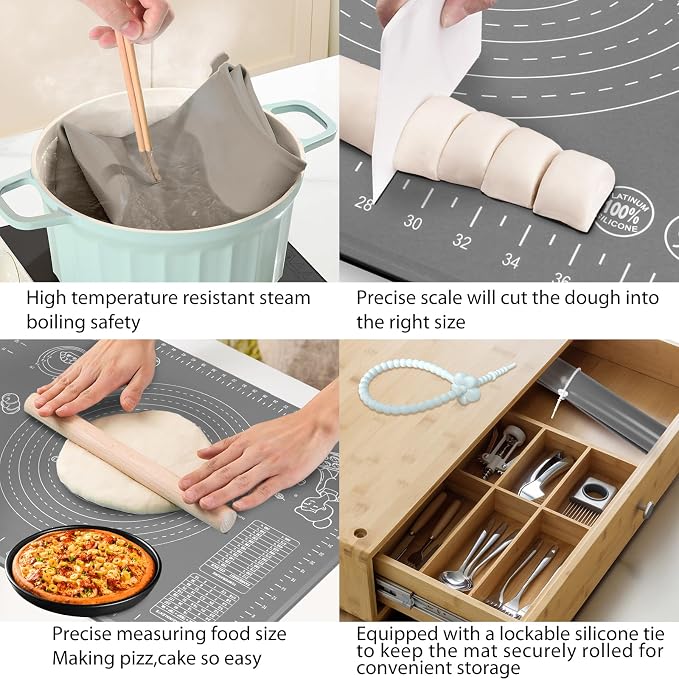 Silicone Baking Mat 32x24 inch, Extra Thick Non-stick Pastry Mat - Image 6