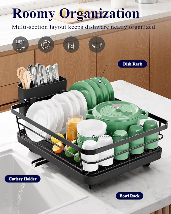 Kitsure Dish Drying Rack for Kitchen Counter, Stainless Steel Sink Organization - Image 2