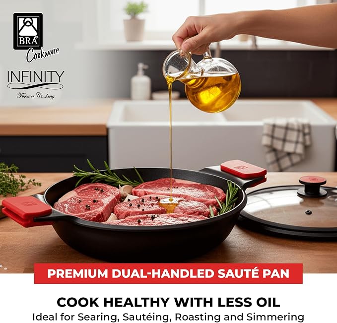 BRA COOKWARE Infinity Dual-Handled Sauté Pan w/Glass Lid | 11-Inch 2.95-Quart - Image 3