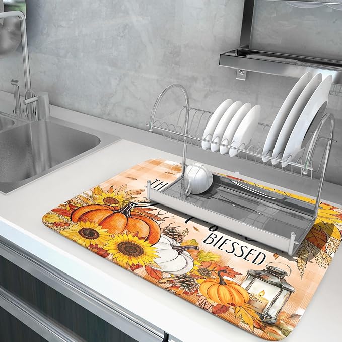 Giwawa Autumn Pumpkins Dish Drying Mat - Image 5