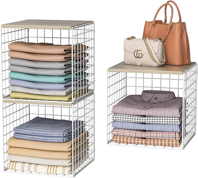 3PCS Stackable Closet Organizers and Storage, Closet Shelves by Hencawima