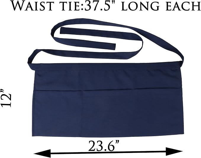 Resist water 3 big Pockets Waist Server Apron Kitchen Restaurant Unisex Half - Image 5