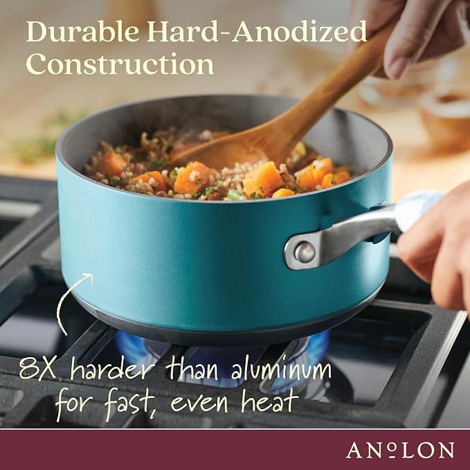 Anolon Achieve Hard Anodized Nonstick Cookware Pots and Pans Set, 9 Piece - Image 8