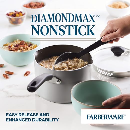 Farberware Cookstart DiamondMax Nonstick Straining Saucepan, Dishwasher Safe - Image 5