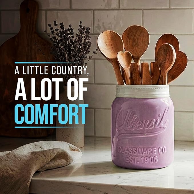Comfify Wide Mouth Mason Jar Utensil Holder Decorative Kitchenware Organizer - Image 8