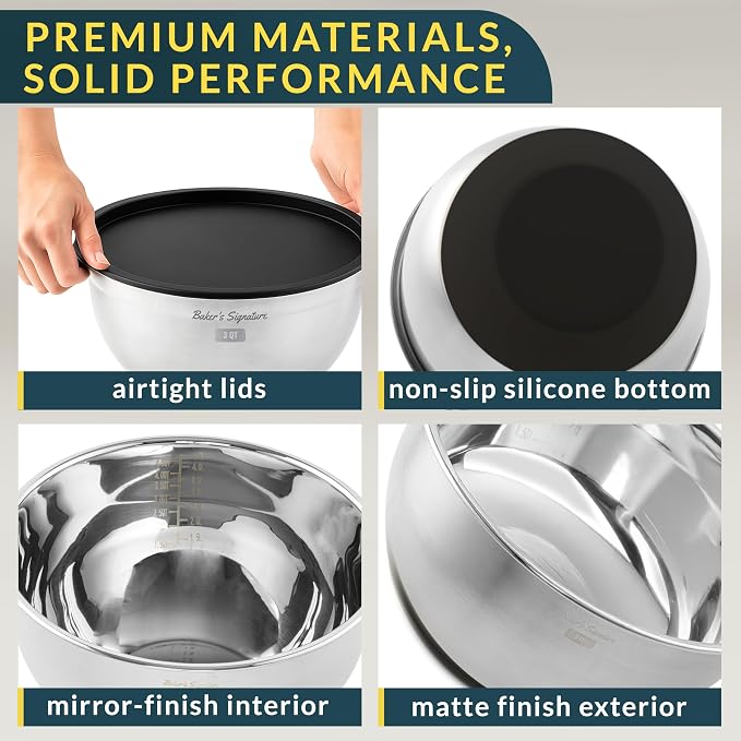 Baker's Signature Stainless Steel Mixing Bowls - Image 3