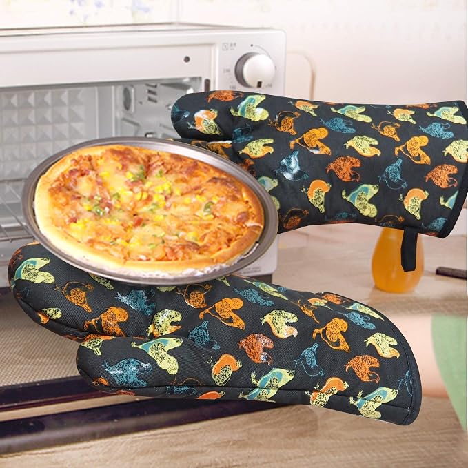 Oven Mitts Gloves 1 Pair Heat Resistant 480 ℉ Non Slip Clear Silicone Printed - Image 6