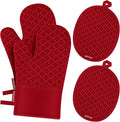 Oven Mitts and Pot Holders 4 Sets, Heat Resistant 500 ℉ Oven Mitt and Pot Holder by QEVOOON