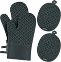 Oven Mitts and Pot Holders 4 Sets, Heat Resistant 500 ℉ Oven Mitt and Pot Holder by QEVOOON