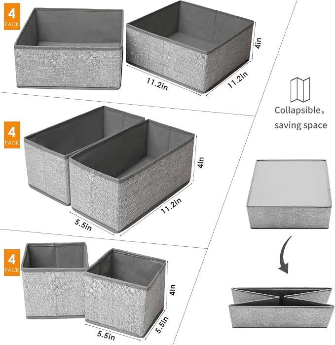 12 Pack Drawer Organizers for Clothing, Foldable Clothes Storage Box Closet - Image 2