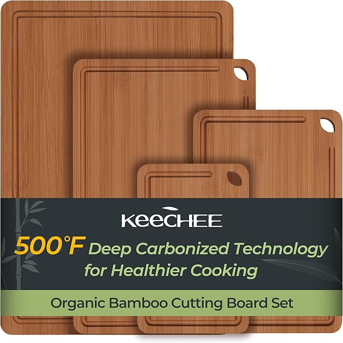 Keechee Wood Cutting Board, Carbonized Bamboo Cutting Boards Set by Keechee