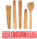 SLATE & ROYCE 5-Piece Acacia Wood Utensil Set, Non-Toxic Wooden Kitchen Tools by SlateRoyce