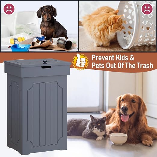 Function Home Trash Can Cabinet, 13 Gallon Kitchen Garbage Can, Wood Recycling - Image 6