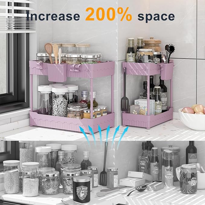 Sevenblue 2 Pack Under Sink Organizer, Under Bathroom Cabinet Organizer - Image 2