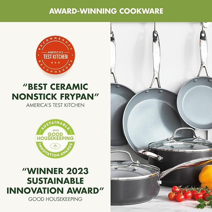 GreenPan Valencia Pro Ceramic Nonstick 11 Piece Cookware Set, Hard Anodized - Image 3
