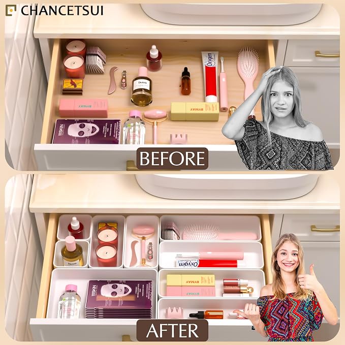 9 Pcs Stackable Drawer Organizer Trays Set, Desk Drawer Organizer Office. - Image 6