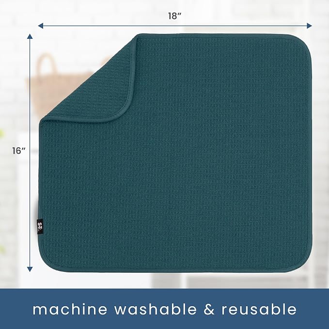 S&T INC. Dish Drying Mat, 16” x 18”, Absorbent Microfiber Kitchen Counter Mat - Image 6